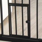 PawHut 41" Pet Gate with Walk Through Door - Black-Solid sprayed steel frame with a lead-free treated surface for security