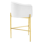 Modway Savour Tufted Performance Velvet Bar Stool - White-Dense Foam Padding
