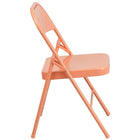 Flash Furniture HERCULES ColourBURST Series Sedona Coral Triple Braced & Double-Hinged Metal Folding Chair-Sedona Coral Frame Finish