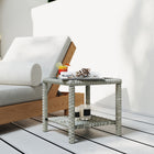 Outsunny 19" Outdoor Wicker Coffee Table with Glass Top-Robust construction with powder-coated steel frame for durability