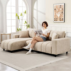 HOMCOM 3 Seater L-Shaped Sectional Couch with Integrated Seat - Beige-Pocket springs and high-resilient foam offer supportive, cloud-like seating comfort