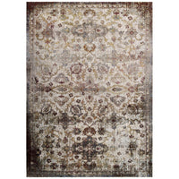 Modway Success Kaede Distressed Vintage Floral Moroccan Trellis Area Rug - 5 ft W x 8 ft L - Multicolored-Distressed Vintage Floral Moroccan Trellis Area Rug