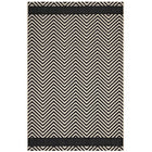 Modway Optica Chevron With End Borders Indoor/Outdoor Area Rug - 5 ft W x 8 ft L - Black/Beige-Chevron With End Borders Area Rug