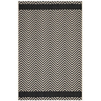 Modway Optica Chevron With End Borders Indoor/Outdoor Area Rug - 5 ft W x 8 ft L - Black/Beige-Chevron With End Borders Area Rug