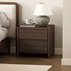 Manhattan Comfort Linda 24" Modern 2-Drawer Nightstand - Walnut Brown-Includes 2 Spacious Drawers with .75 Extension