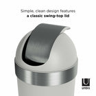 Umbra Venti 16-Gallon (62 L) Trash Can with Swing Top Lid - Grey Steel-Swing Top