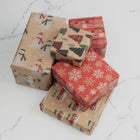 JAM Paper Assorted Gift Wrap - Christmas Kraft Wrapping Paper - 125 Sq Ft Total - Kids Kraft Christmas Set - 5 Rolls/Pack-5