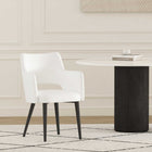Manhattan Comfort Tremont 22.8" Modern Leatherette Upholstered Dining Arm Chair - White-Fully Welded Sleek Black Steel Frame and Legs For Fashion and Durability