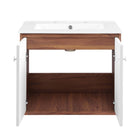 Modway Transmit 24" Wall-Mount Bathroom Vanity - Walnut/White-8