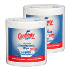 Certainty Plus Disinfectant Wipes - Unscented - 8" x 6" - 1200 Wipes Per Roll - 2 Pack-Kills bacteria, viruses and fungi including Human Coronavirus, Staph, E. coli, MRSA, HIV-1, Influenza A/A2, Strep and more