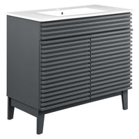 Modway Render 36" Bathroom Vanity - Grey/White-Mid-Century Modern Vanity