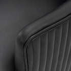 Manhattan Comfort Raya 25.2" Modern Leatherette Upholstered Dining Armchair - Black-Floating Style Chair with Beautiful Vertical Ribbed Back Stitching on Geometrical Gold Base with Unique Floating Round Details Gold Connecting Balls