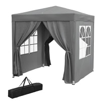 Outsunny 6.6' ft W x 6.6 ft L Pop Up Canopy Tent for Outdoor/Garden/Patio - Grey-6.6x6.6ft party tent with 4 removable walls, great for outdoor event use, like BBQ, flea market and more