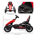 Aosom Kids Pedal Go Kart with Swing Axle and Adjustable Seat - Red-Experience ultimate control and maneuverability with the handbrake, forward and reverse functions 