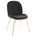 Modway Scoop Gold Stainless Steel Leg Performance Velvet Dining Chair - Black-Modern Dining Side Chair