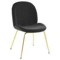 Modway Scoop Gold Stainless Steel Leg Performance Velvet Dining Chair - Black-Modern Dining Side Chair