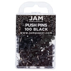 JAM Paper Colourful Push Pins - Black - 100 Pack-Plastic Head Thumb Tacks | Colour: Black