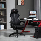 Vinsetto Reclining Gaming Office Chair with Footrest - Black-Breathable mesh and linen-feel fabric for comfort