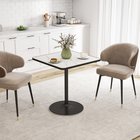 HOMCOM Round Dining Table with Marble Effect Top & Round Base for 4 - White-White marble tabletop enhances aesthetic appeal