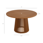 Modway Lane 47" Round Outdoor Teak Wood Dining Table - Natural-47 Inch Slatted Round Tabletop