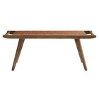 Modway Saoirse 47" Faux Leather Wood Bench - Walnut/Brown-Assembly Required