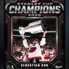 Frameworth Carolina Hurricanes 2026 Stanley Cup Champions: Sebastian Aho Shield Design PhotoGlass Framed Photo - 18" W x 22" H-Officially licensed NHL and NHLPA photo: Sebastian Aho 16x20 PhotoGlass Frame Carolina Hurricanes 2026 Stanley Cup Champions Shield Design for Carolina Hurricanes fans and collectors