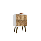 Manhattan Comfort Liberty 2.0 Nightstand, White and 3D Brown (204AMC67)-Modern Nightstand for Bedroom or Living Room use.