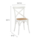 Modway Gear Dining Side Chair - White - 2 Pack-Natural rattan seat