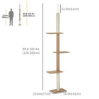 PawHut 100" Floor-To-Ceiling Cat Tree with 3 Perches - Brown-Made from E1 grade particle board, giving the tree solid structure 