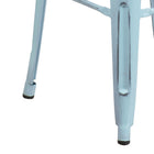 Flash Furniture Commercial Grade 30" High Backless Distressed Green-Blue Metal Indoor-Outdoor Barstool-Seat Drain Hole assists in drying