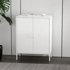 Manhattan Comfort Naomi 31.5" Modern Accent Cabinet - White-Features 2 Standard Metal Doors with Vents and Vertical Metal Handles