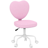 HOMCOM Heart Love Shaped Office Chair with Adjustable Height - Pink-Cute heart-shaped backrest design makes the office chair attractive in any room