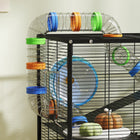 PawHut Large 3 Tier Rolling Hamster Cage with Storage Shelf-Storage shelf keeps pet supplies organized