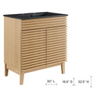 Modway Render 30" Bathroom Vanity - Oak/Black-Adjustable Storage Shelf