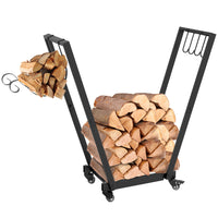 Outsunny 31" Firewood Rack Outdoor - Heavy Duty Metal Log Rack-Inverted trapezoidal design that's ornamental