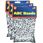 Hygloss ABC Beads - Black and White - 3 Packs of 300-Have raised letters of the alphabet on both sides of the bead