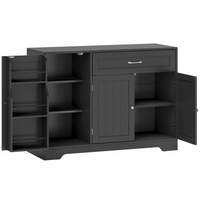 HOMCOM 44" Modern Sideboard Buffet Cabinet with Drawer & Side Storage Racks - Black-A spacious top, a large drawer and two cabinets, keeping your dining essentials organised