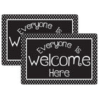 Ashley Productions Smart Poly Welcome Mat with Slip Resistant Backing - 15.5" x 23.5" - Black and White Dots Everyone is Welcome - 2 Pack-Our premium quality mats are crafted to withstand the rigors of daily classroom use, making them perfect for high-traffic areas