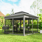 Outsunny 11 ft W x 11 ft L Pop Up Canopy 2-Tier Soft Top Gazebo with Mesh Netting - Dark Grey-2-Tier canopy top performs well for ventilation