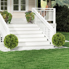 HOMCOM 21.7" Artificial Boxwood Topiary Balls with Ground Stake - Green - 2 Pack-Included ground stake allows versatile placement in outdoor or indoor settings 