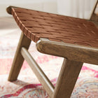 Modway Saoirse Leather Wood Accent Lounge Chair - Walnut Brown-Foot Pads for Floor Protection