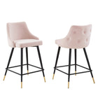 Modway Adorn Performance Velvet Counter Stool - Pink - Set of 2-Vintage Modern Counter Bar Stool