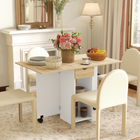 HOMCOM Drop Leaf Folding Dining Table with Drawer & Storage Shelves for 4-6 - Oak-Large tabletop provide enough space for up to four people