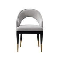 Manhattan Comfort Carrington 20.9" Modern Glam Velvet Upholstered Dining Armchair - Light Grey-Modern Glam Dining Chair for Dining and Living Room Usage