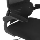 Work Smart Black Mesh Back And Fabric Seat Managers Chair With Headrest - Black-Padded flip arms
