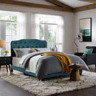 Modway Amelia Performance Velvet Twin Bed - Sea Blue-Performance Velvet Upholstery