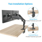 ShoppingAll Fully Adjustable Pneumatic Dual Gas Spring Monitor Desk Clamp Mount - Black-Fully adjustable desk mount can be fixed by C-clamp (max thickness 3.35") OR grommet installation (max thickness 2.36") on any working surface