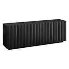 Hudson&Canal Molly Rectangular Fluted TV Stand for TV's up to 75" - Black Grain-A modern contemporary design accommodates TVs up to 75" for your entertaining space