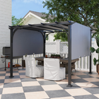 Outsunny 10 ft W x 10 ft L Outdoor Pergola Patio Gazebo Canopy - Grey-Powder coated steel columns with triangle supports for strength and stability