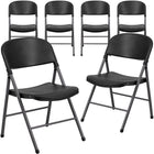 Flash Furniture HERCULES Black Plastic Folding Chair with Charcoal Frame-Set of 6 Black Plastic Folding Chairs